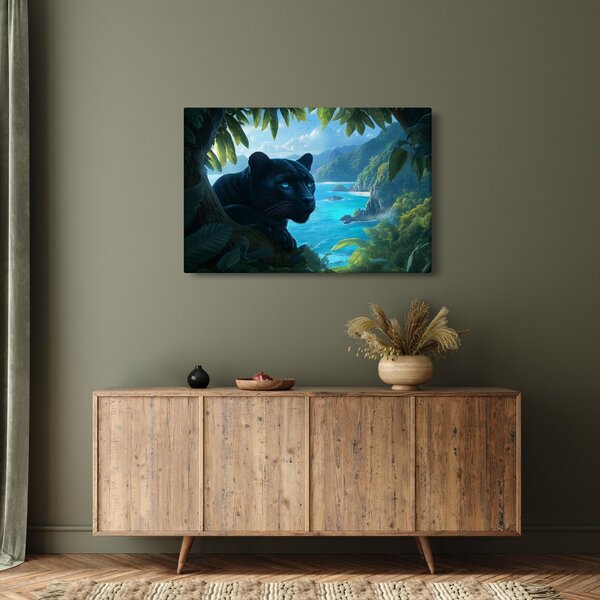 Slika - Crni panter u džungli (90x60 cm)