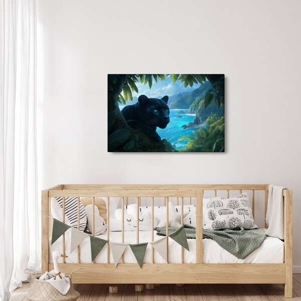 Slika - Crni panter u džungli (90x60 cm)