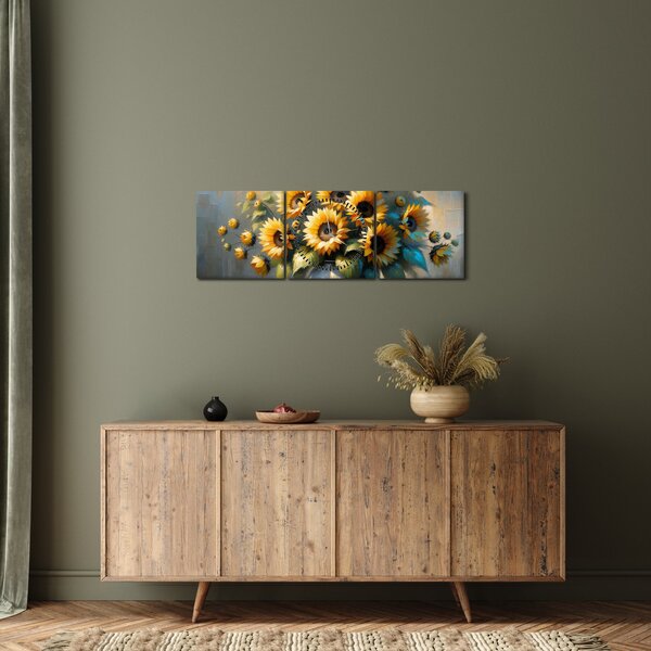 Slika – Vaza sa suncokretima (sa satom) (90x30 cm)