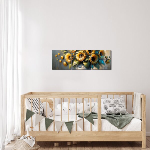 Slika – Vaza sa suncokretima (sa satom) (90x30 cm)