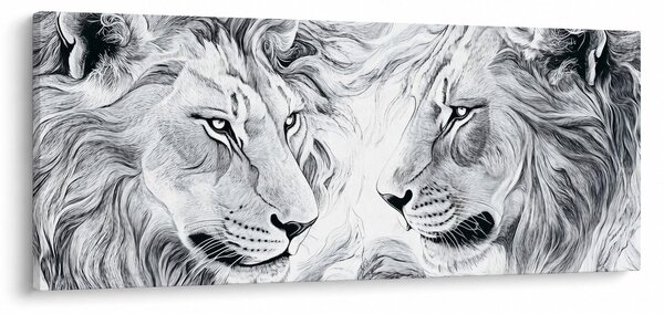 Slika - Nacrtane glave lavova (120x50 cm)