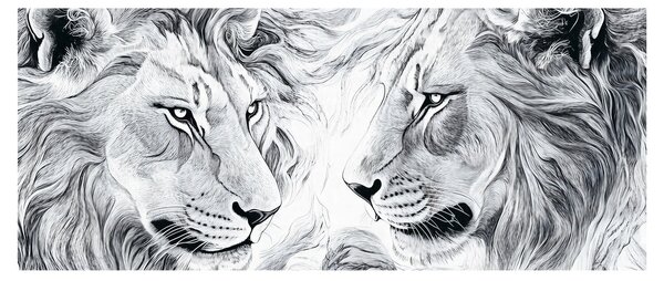 Slika - Nacrtane glave lavova (120x50 cm)