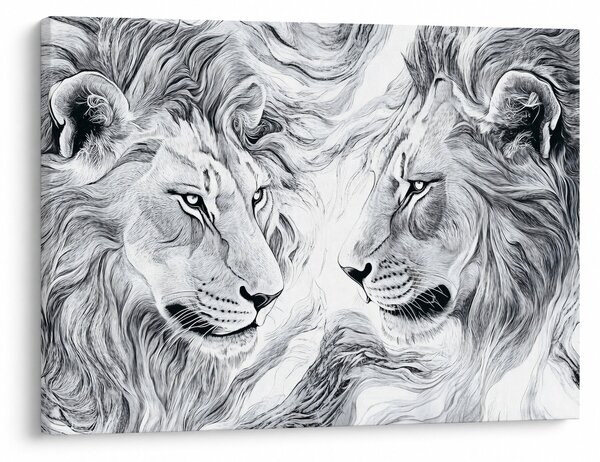 Slika - Nacrtane glave lavova (70x50 cm)