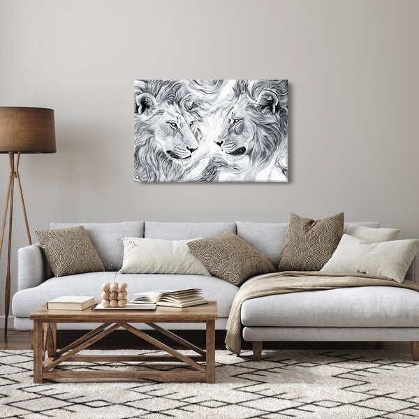 Slika - Nacrtane glave lavova (90x60 cm)