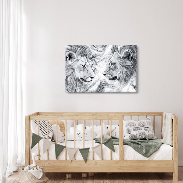 Slika - Nacrtane glave lavova (90x60 cm)