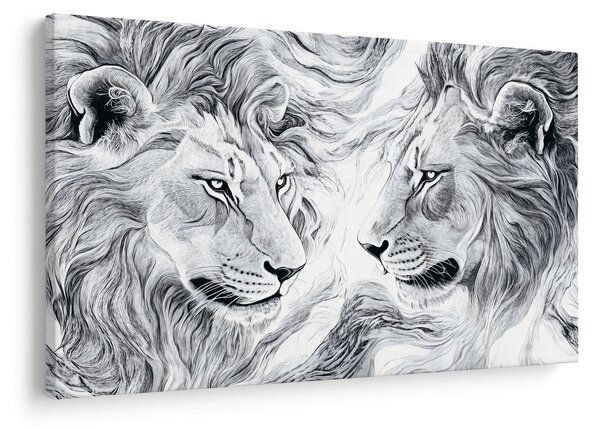 Slika - Nacrtane glave lavova (90x60 cm)