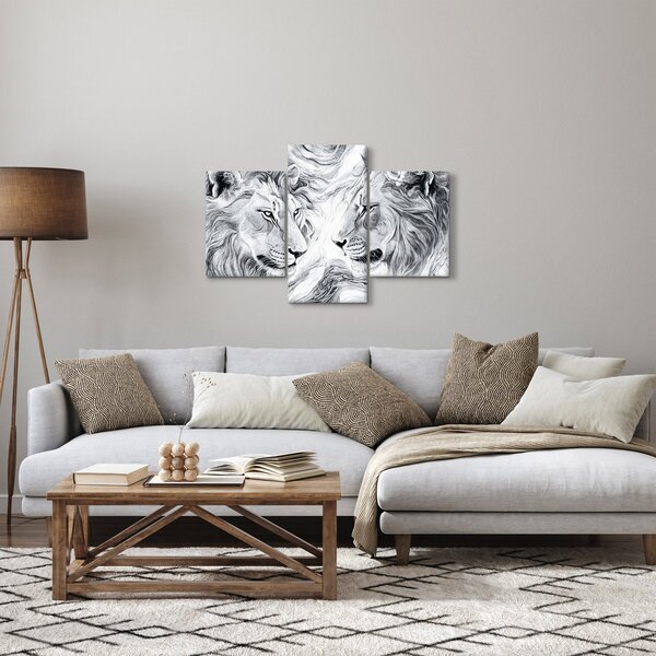 Slika - Nacrtane glave lavova (90x60 cm)