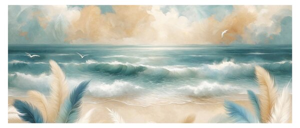 Slika – Oslikana plaža u nježnim bojama (120x50 cm)