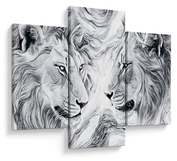 Slika - Nacrtane glave lavova (90x60 cm)