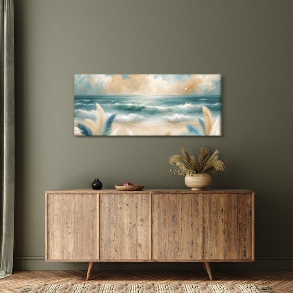 Slika – Oslikana plaža u nježnim bojama (120x50 cm)