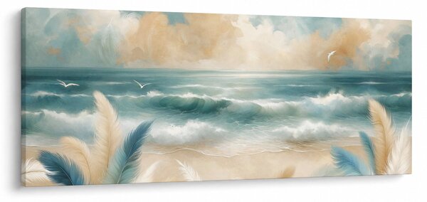 Slika – Oslikana plaža u nježnim bojama (120x50 cm)