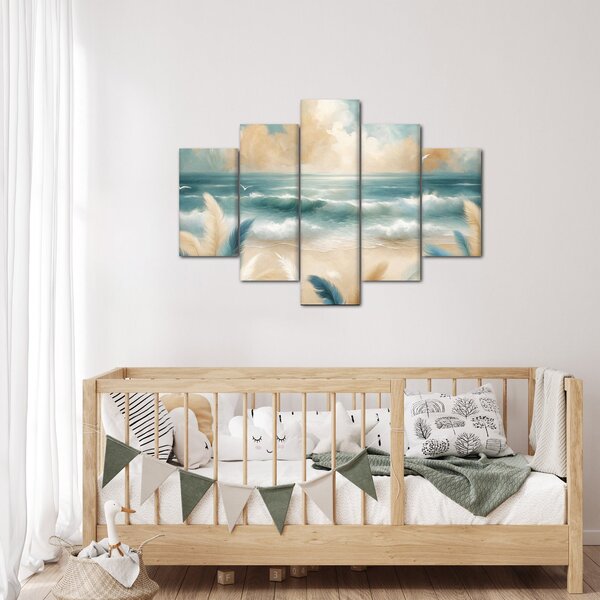 Slika – Oslikana plaža u nježnim bojama (150x105 cm)