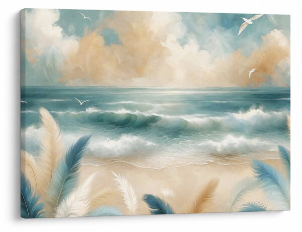Slika – Oslikana plaža u nježnim bojama (70x50 cm)