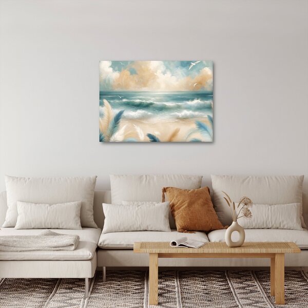 Slika – Oslikana plaža u nježnim bojama (70x50 cm)