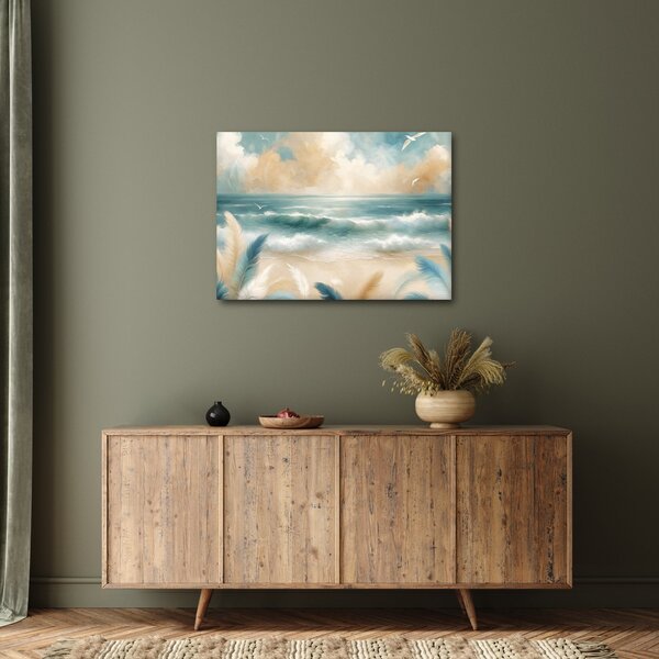 Slika – Oslikana plaža u nježnim bojama (70x50 cm)