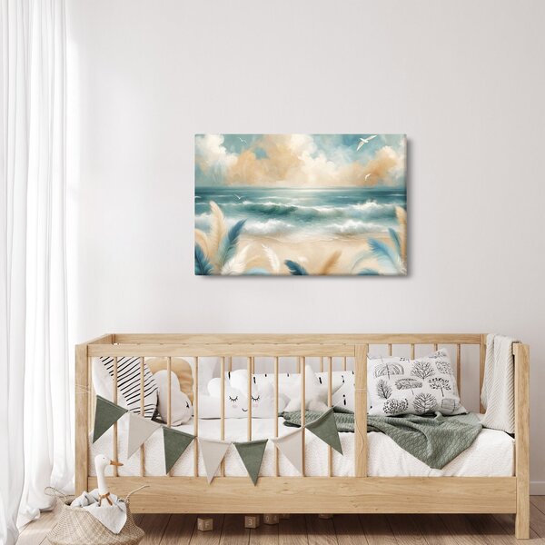 Slika – Oslikana plaža u nježnim bojama (90x60 cm)