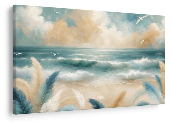 Slika – Oslikana plaža u nježnim bojama (90x60 cm)