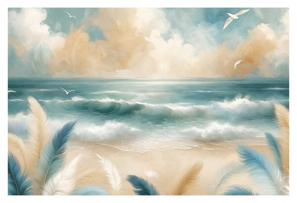 Slika – Oslikana plaža u nježnim bojama (90x60 cm)
