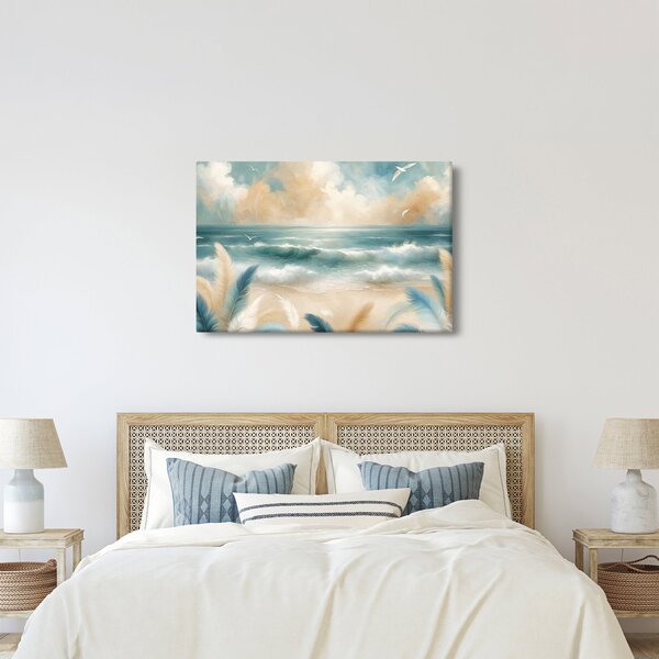 Slika – Oslikana plaža u nježnim bojama (90x60 cm)