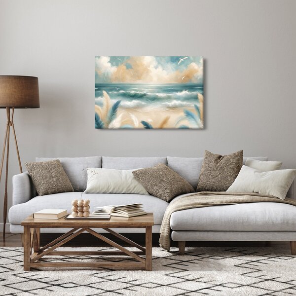 Slika – Oslikana plaža u nježnim bojama (90x60 cm)