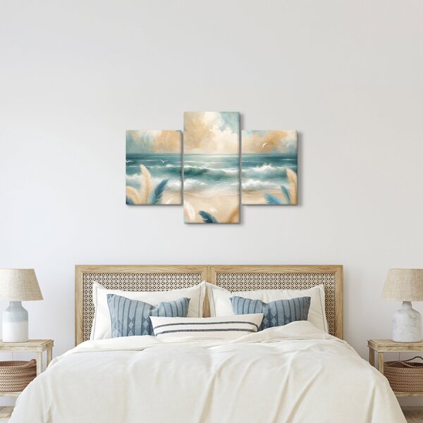 Slika – Oslikana plaža u nježnim bojama (90x60 cm)