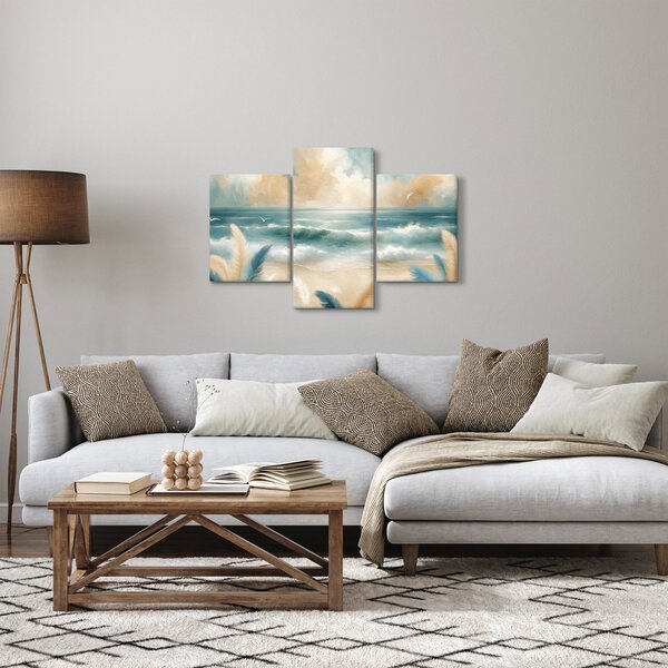 Slika – Oslikana plaža u nježnim bojama (90x60 cm)