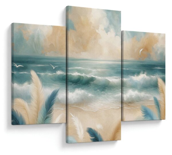 Slika – Oslikana plaža u nježnim bojama (90x60 cm)