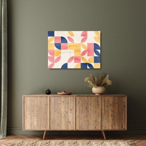 Staklena slika - Apstrakcija s retro uzorcima (70x50 cm)