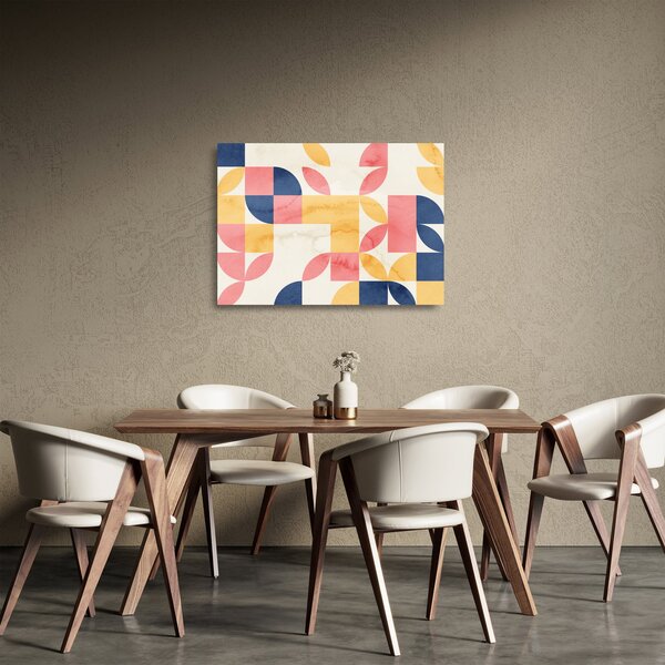 Staklena slika - Apstrakcija s retro uzorcima (70x50 cm)