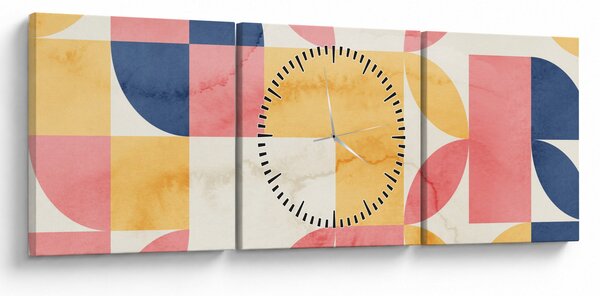 Slika - Apstrakcija s retro uzorcima (sa satom) (90x30 cm)