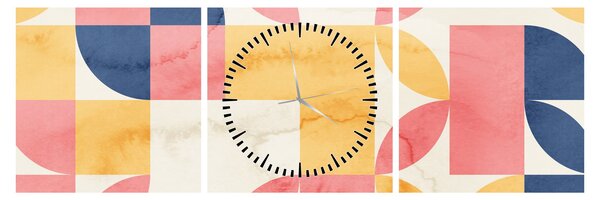 Slika - Apstrakcija s retro uzorcima (sa satom) (90x30 cm)