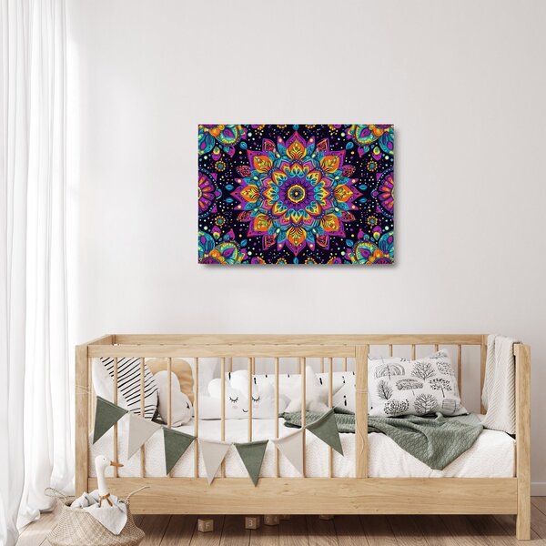 Staklena slika - Kaleidoskopska mandala (70x50 cm)