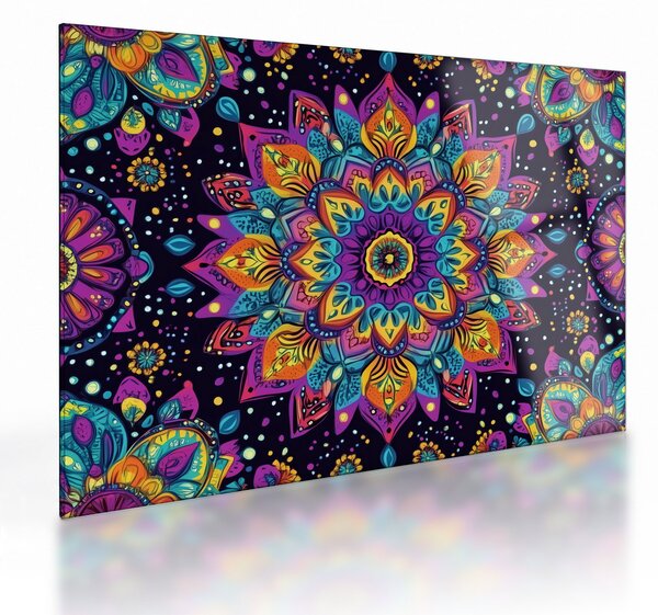 Staklena slika - Kaleidoskopska mandala (70x50 cm)