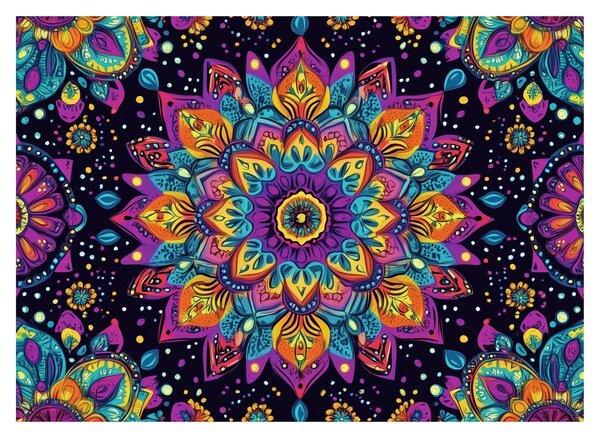 Staklena slika - Kaleidoskopska mandala (70x50 cm)