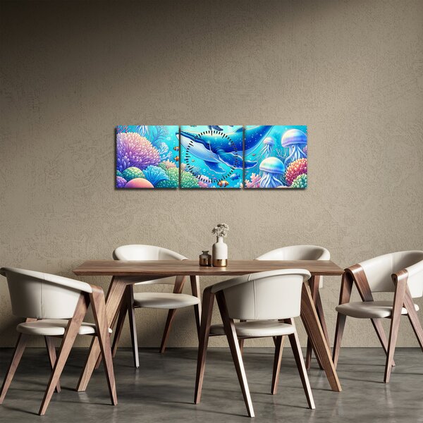 Slika – Podvodni svijet (sa satom) (90x30 cm)