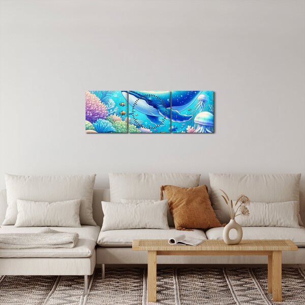 Slika – Podvodni svijet (sa satom) (90x30 cm)