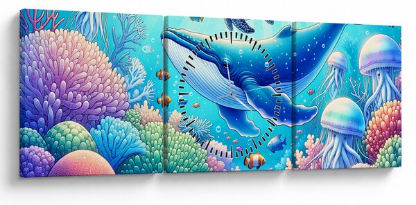 Slika – Podvodni svijet (sa satom) (90x30 cm)