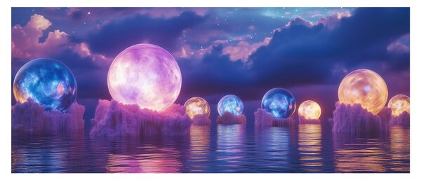 Slika - Planeti na vodi (120x50 cm)