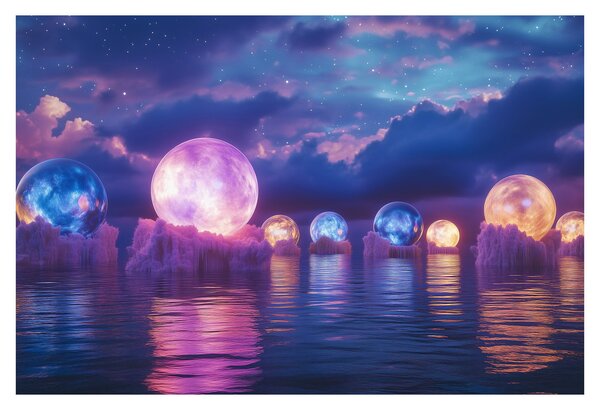 Slika - Planeti na vodi (90x60 cm)