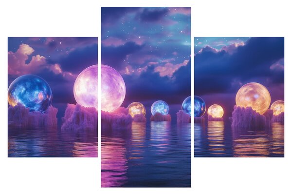Slika - Planeti na vodi (90x60 cm)
