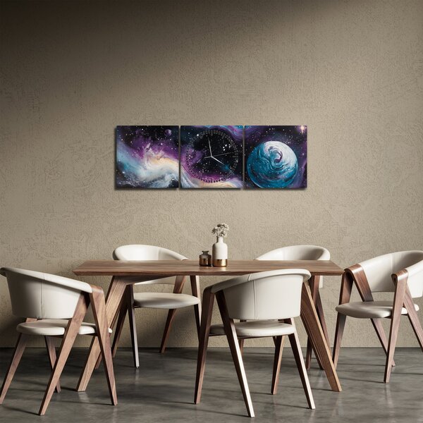 Slika - Oslikani svemir (sa satom) (90x30 cm)