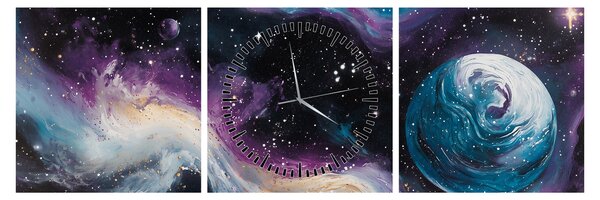 Slika - Oslikani svemir (sa satom) (90x30 cm)