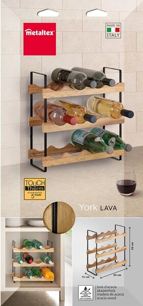 Drveni stalak za vino broj boca 12 kom York – Metaltex