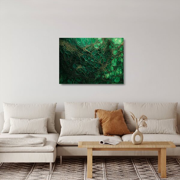 Staklena slika - Zeleni mikroskopski prikaz (70x50 cm)