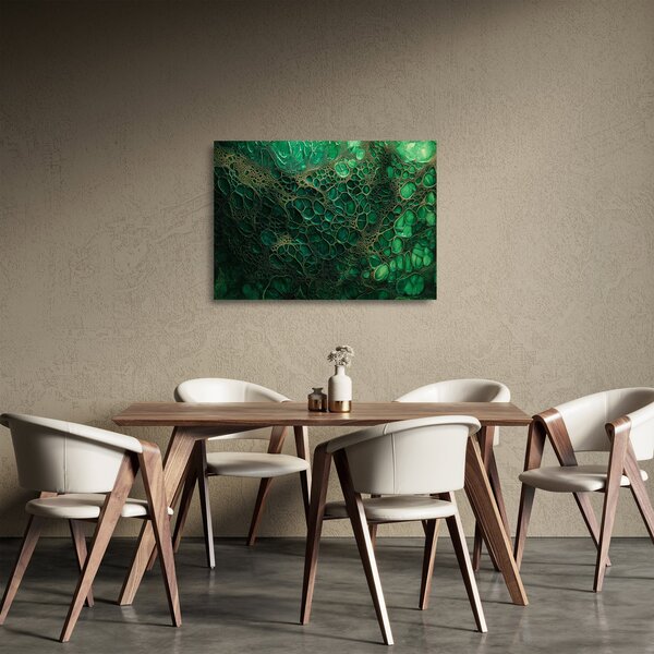 Staklena slika - Zeleni mikroskopski prikaz (70x50 cm)