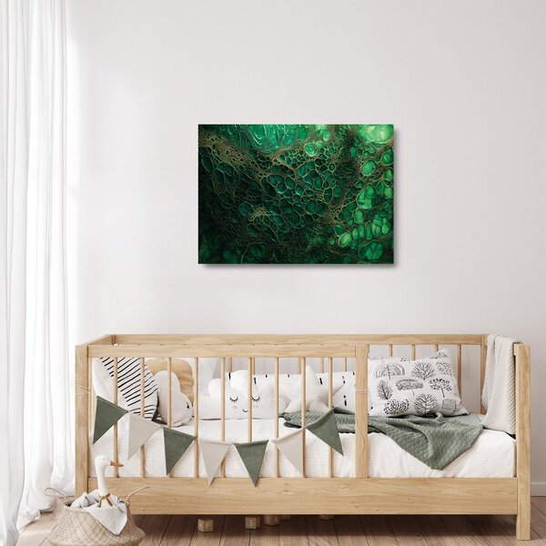 Staklena slika - Zeleni mikroskopski prikaz (70x50 cm)
