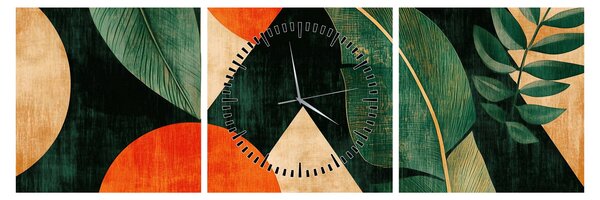 Slika - Geometrijski prirodni motivi II. (sa satom) (90x30 cm)