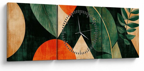 Slika - Geometrijski prirodni motivi II. (sa satom) (90x30 cm)
