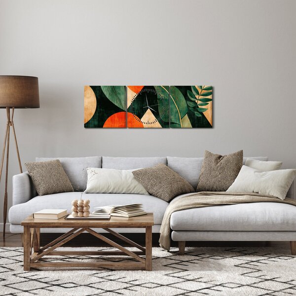 Slika - Geometrijski prirodni motivi II. (sa satom) (90x30 cm)