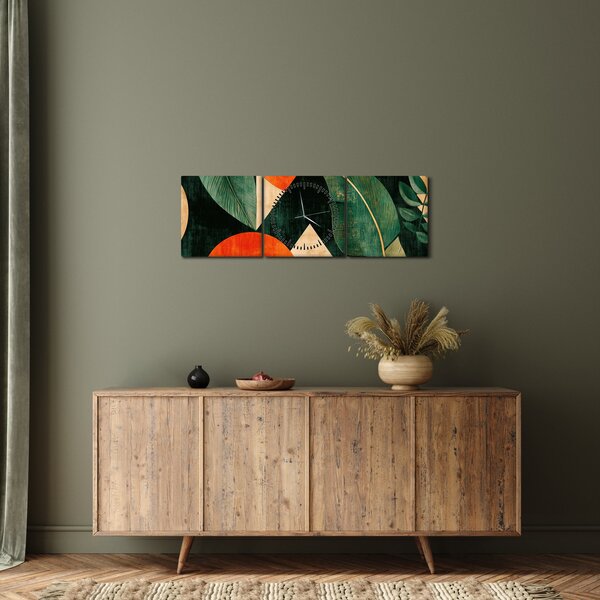Slika - Geometrijski prirodni motivi II. (sa satom) (90x30 cm)